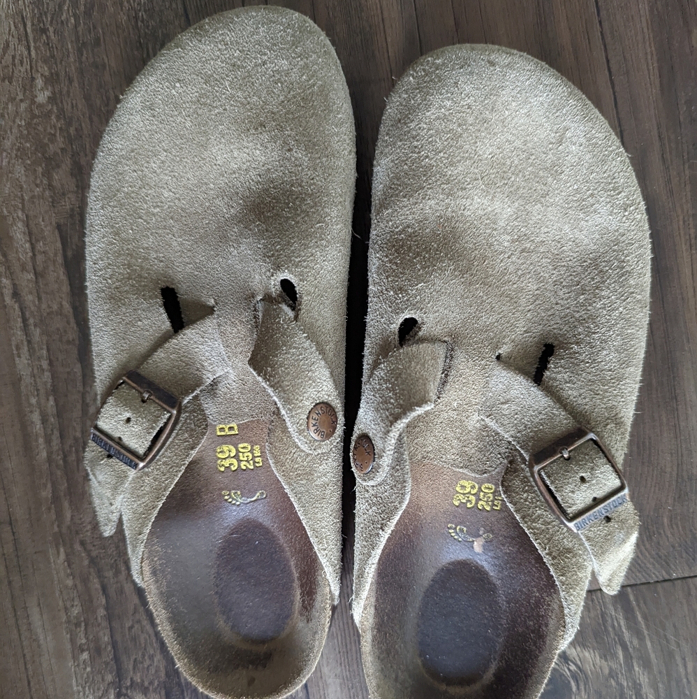 Birkenstock Boston - size 39, Taupe Suede